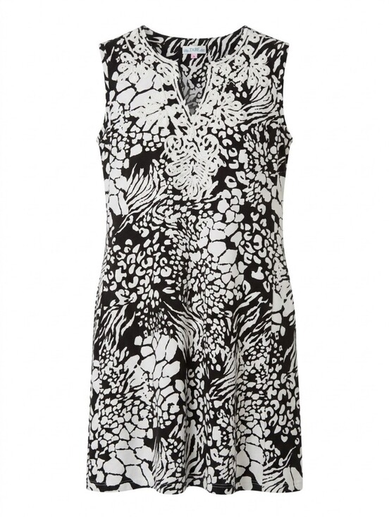 Tabi Dresses & Skirts - Tabi Black & White Printed Sleeveless Dress Sz XL